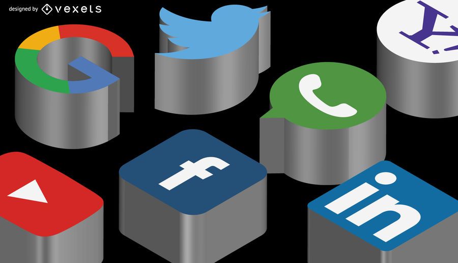 Isometric social media header Isometric social media header