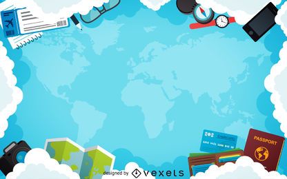 Flat travel plane frame background Flat travel plane frame background