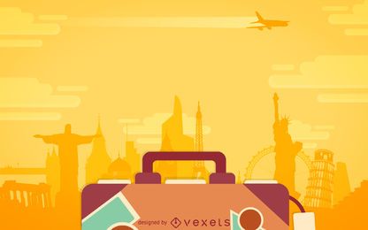 Flat travel luggage backdrop Flat travel luggage backdrop