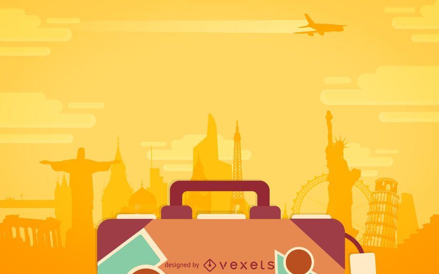 Flat travel luggage backdrop Flat travel luggage backdrop