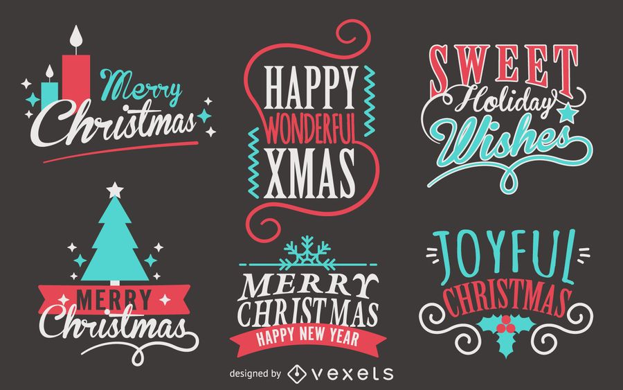 Lettering Christmas label collection Lettering Christmas label collection