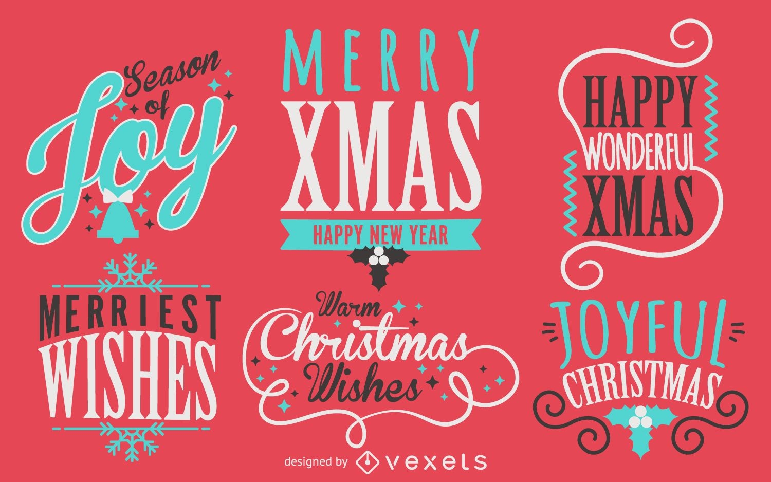 Calligraphy Christmas label collection