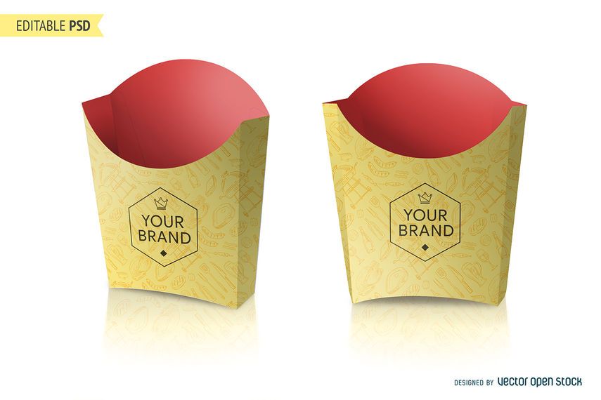 Batata frita embalagem mockup PSD Batata frita embalagem mockup PSD