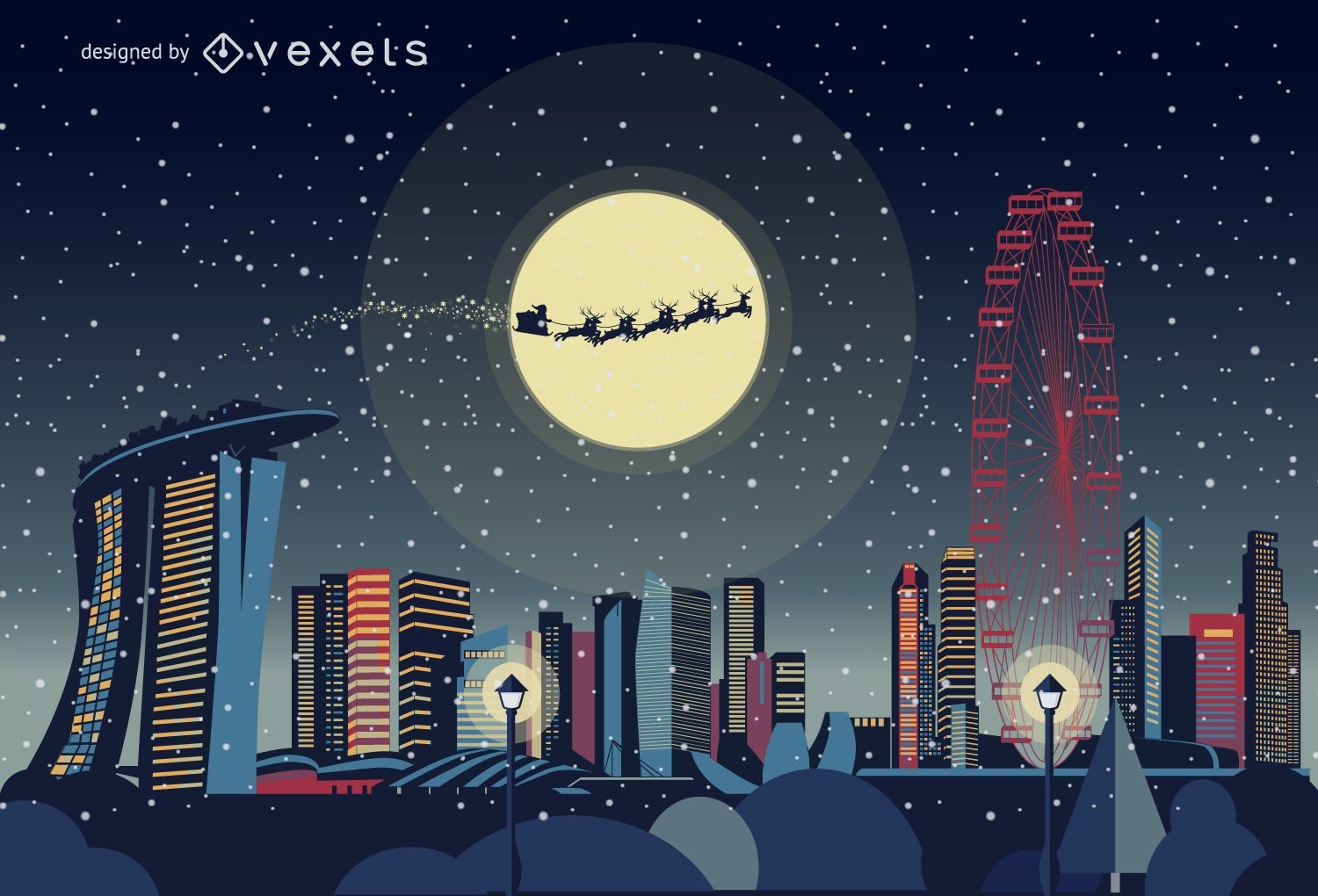 Weihnachts-Skyline von Singapur