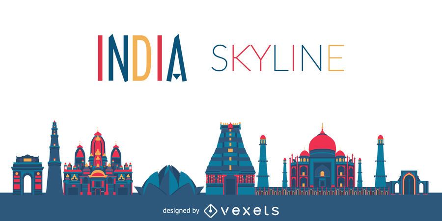 Silueta del horizonte de la india Silueta del horizonte de la india