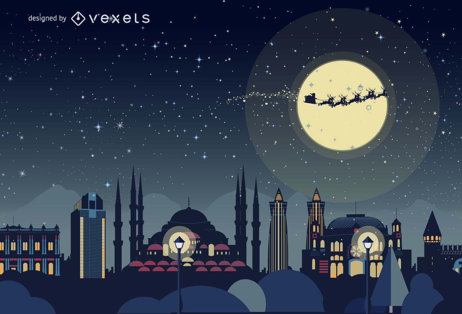 Istanbul Christmas skyline