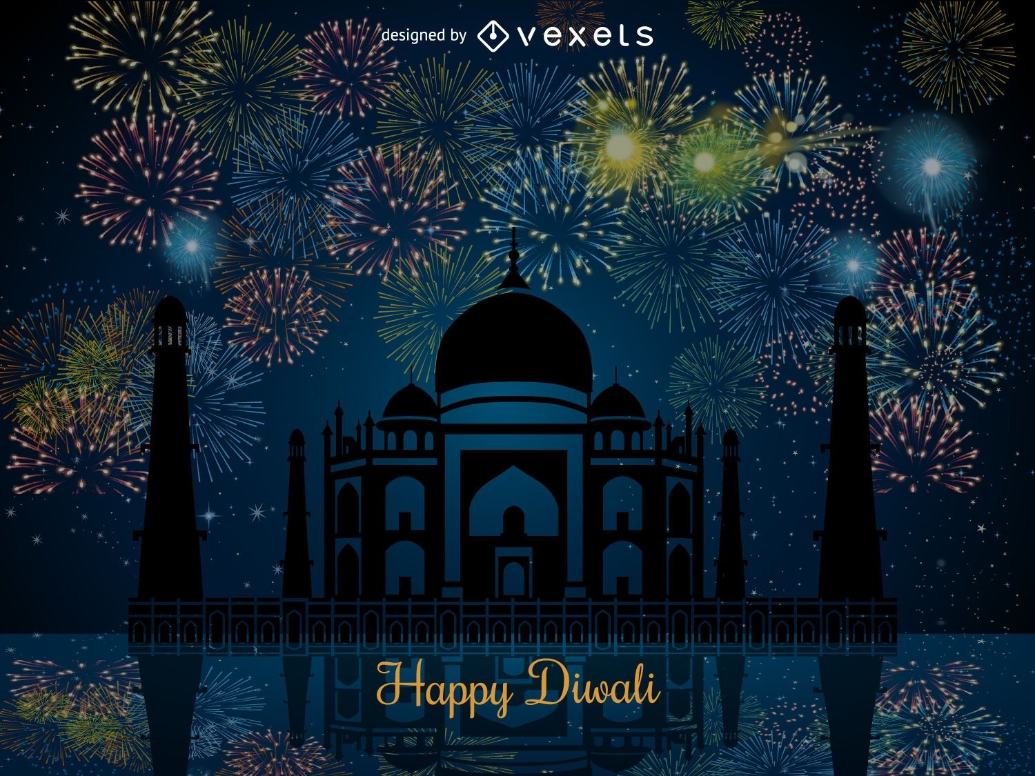 Diwali design with fireworks