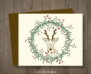 Christmas Mistletoe Deer Card Vector Download