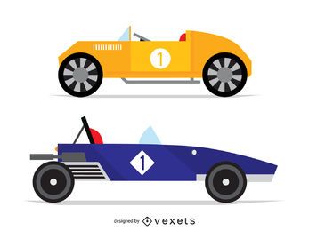 Ilustraciones de flat vintage race car