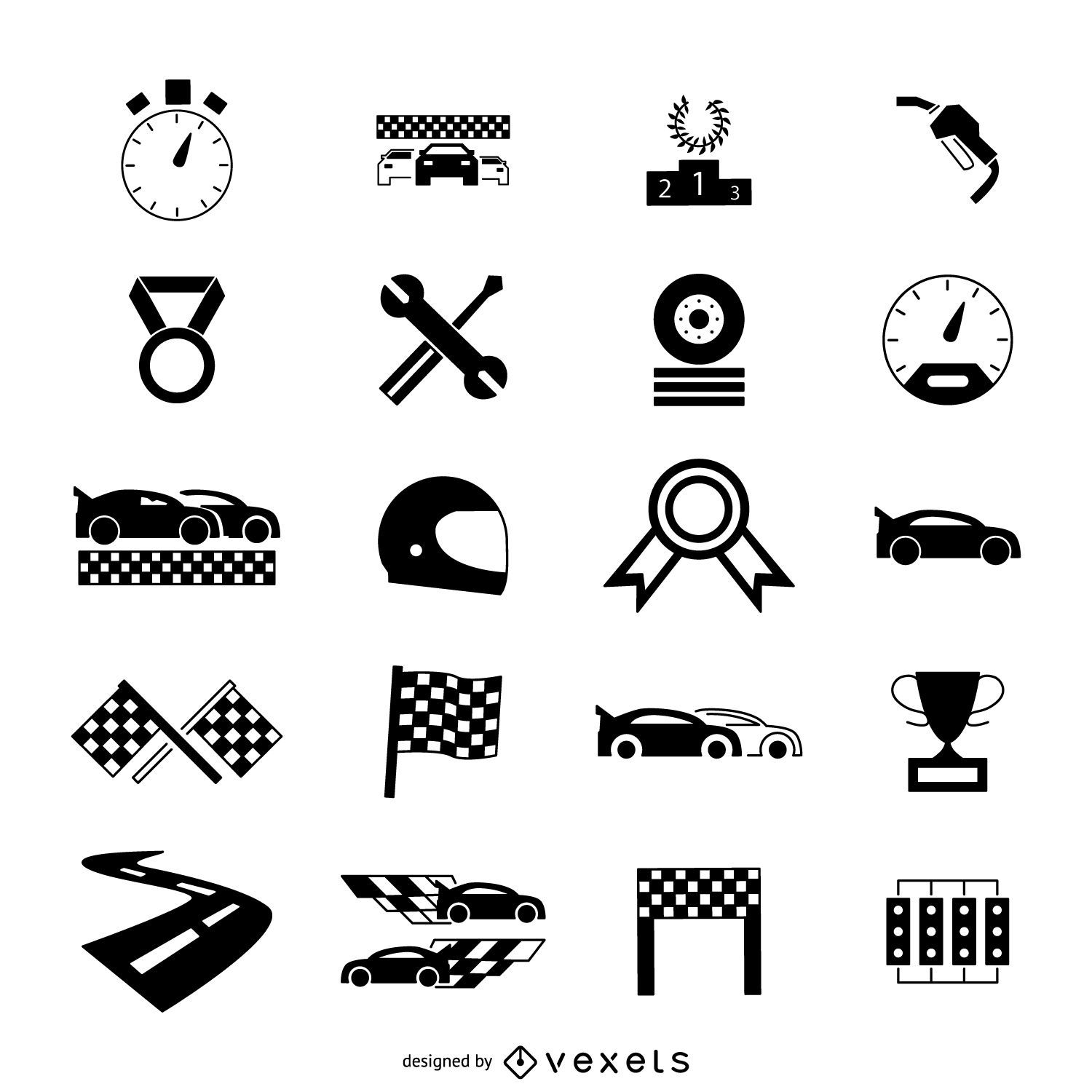 Rennwagen Icon Set