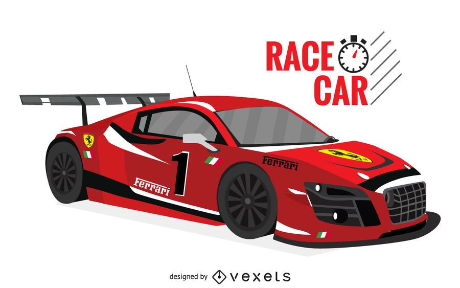 Red Race Car Illustration - Vector Download