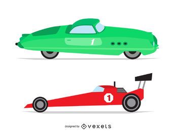 Ilustraciones de autos de carrera vintage