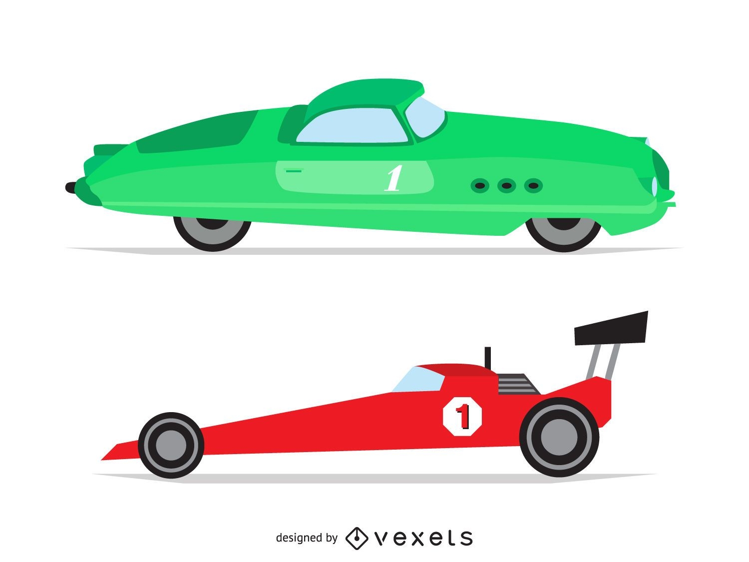 Ilustraciones de autos de carrera vintage