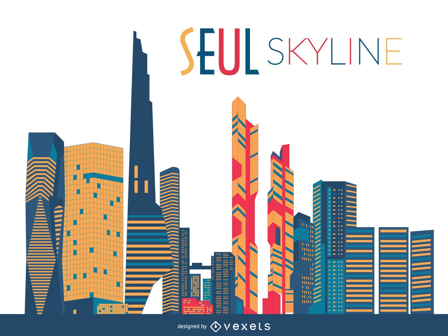 Seoul Skyline Silhouette