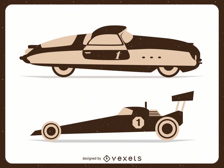 Ilustrações de carros de corrida vintage Ilustrações de carros de corrida vintage