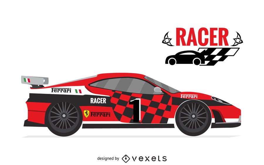 Ilustración aislada coche de carreras Ilustración aislada coche de carreras