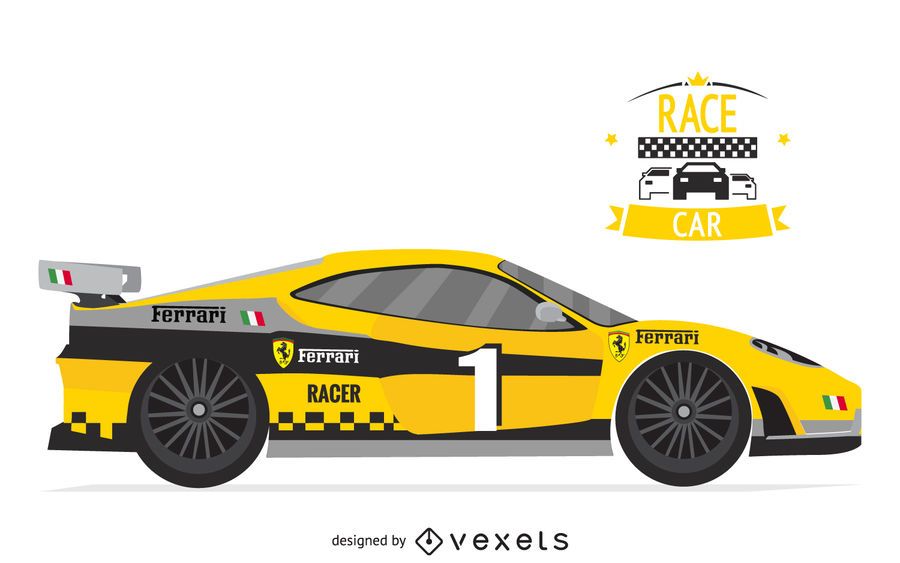 Yellow racing car illustration Yellow racing car illustration