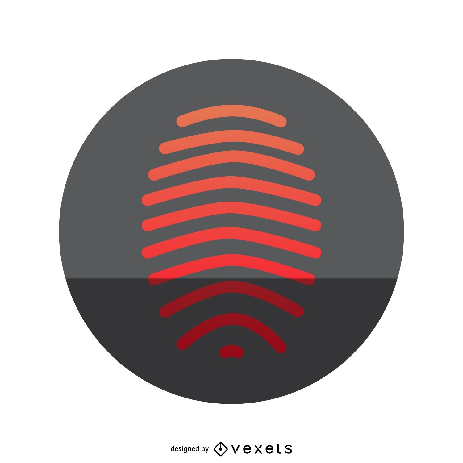 Icono de huella digital roja