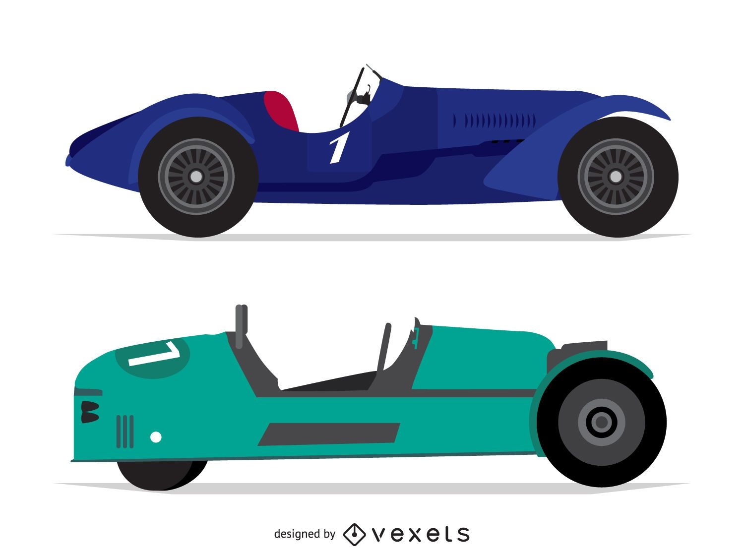 Racing car isolated illustrations