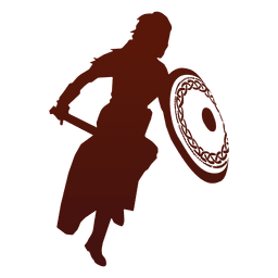 Guerrero silueta vikingo atacando Diseño PNG