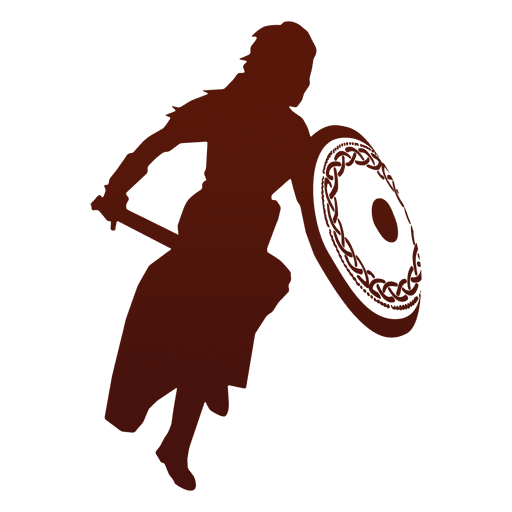 Warrior silhouette viking attacking PNG Design