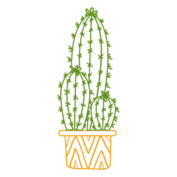 Kaktus verziert Farbschattenbild PNG-Design