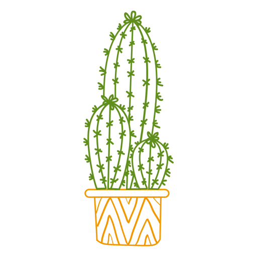Cactus ornamented color silhouette PNG Design