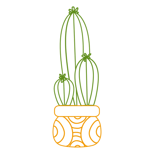Cactus pot colorful silhouette PNG Design
