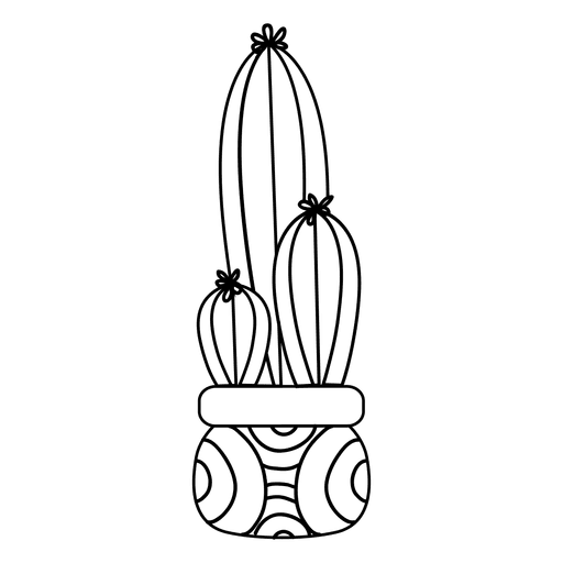 Desenho de silhueta de pote de cacto