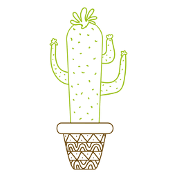 Colorful silhouette hand drawn cactus pot PNG Design
