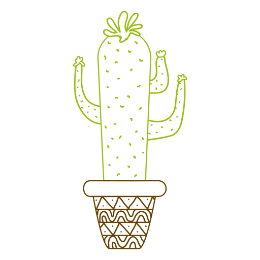 Colorful silhouette hand drawn cactus pot PNG Design