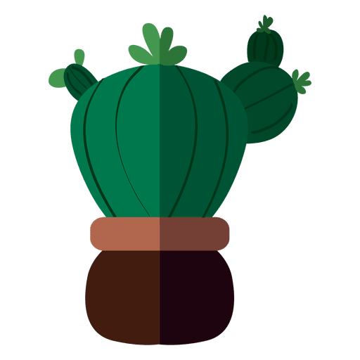 Fat flat cactus pot drawing PNG Design