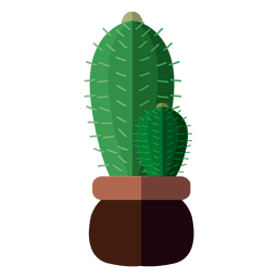 Flat 2 cactus pot drawing PNG Design