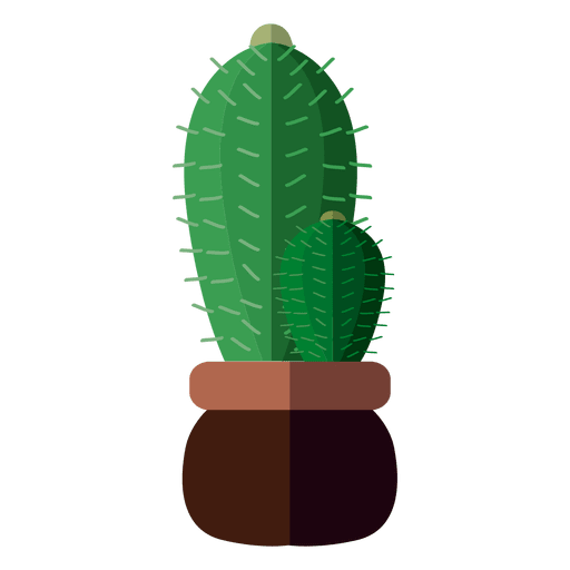 Flache 2-Kaktus-Topfzeichnung PNG-Design
