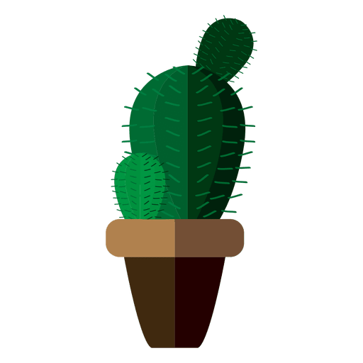 Dibujo de pote de cactus redondeado plano