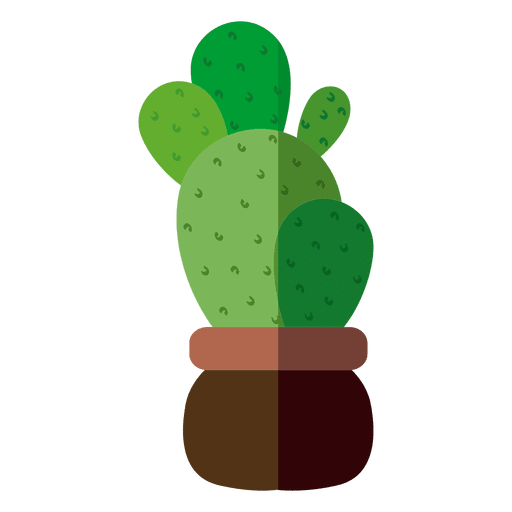 Flat rounded cactus pot illustration PNG Design