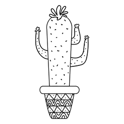 Silueta de maceta de cactus divertido Diseño PNG