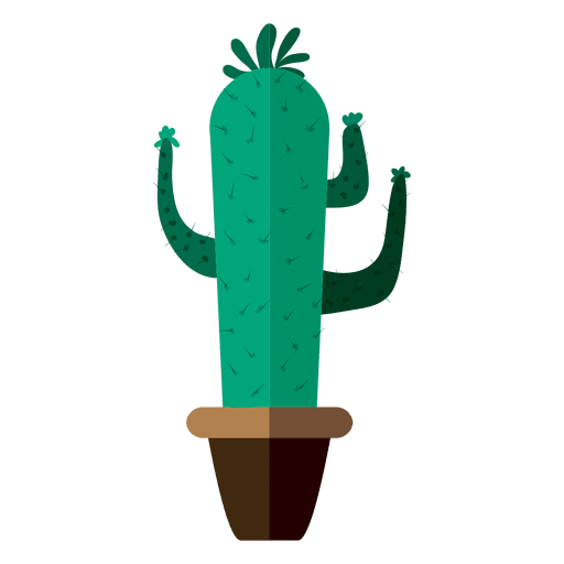 Lustige flache Kaktustopfzeichnung PNG-Design