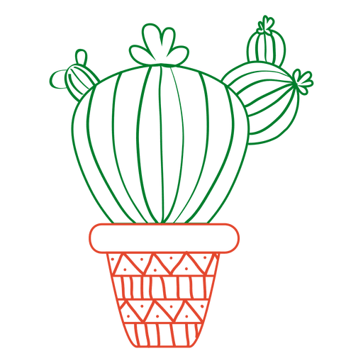 Cactus dibujados a mano en verde y rojo. Diseño PNG