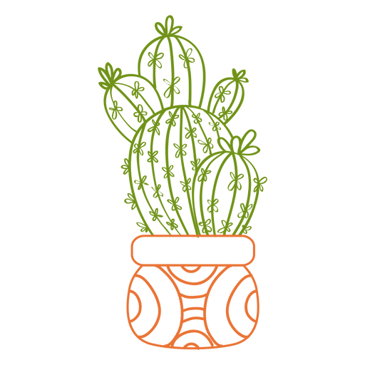 Multiple cactus ornamented color silhouette PNG Design