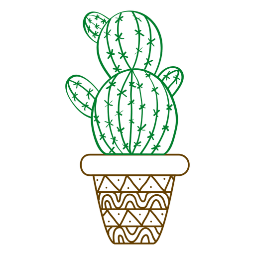 Cactus ornamented silhouette PNG Design
