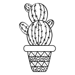 Abgerundeter Kaktus-Topf verziert Silhouette PNG-Design