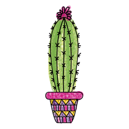 Olla de cactus acuarela adornada silueta Diseño PNG
