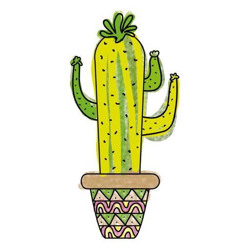 Colorful hand drawn cactus pot Transparent PNG Colorful hand drawn cactus pot Transparent PNG