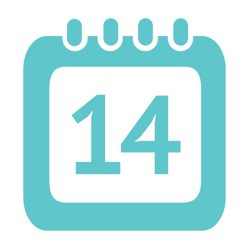 Ícone do calendário do 14º dia Desenho PNG