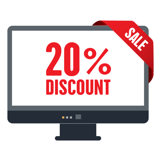 20 percent discount sale tag on tv screen PNG Design