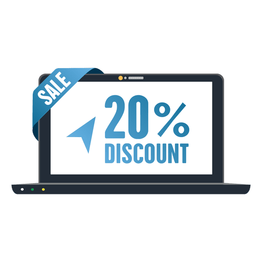 20 percent laptop sale tag PNG Design