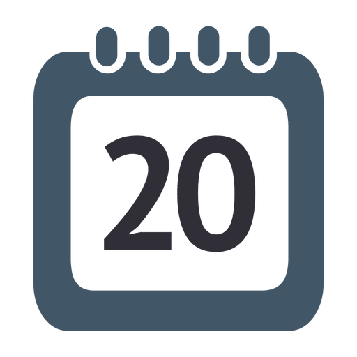Ícone do calendário do 20º dia Desenho PNG