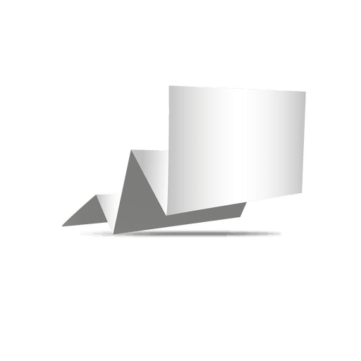 3d dobra bandeira de origami cinza Desenho PNG