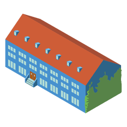Edificio escolar isométrico 3d Diseño PNG